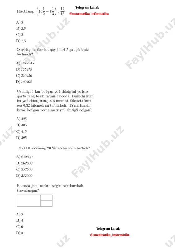 majburiy matematika 2024 test savollari (2-qism) - Page 3