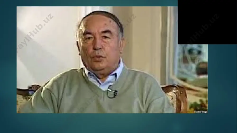 , real hayot kartinalari bilan yondosh holda berilgan afsona rivoyatlar orqali falsafiy talqinlarda ifodalanadi. x u l o s a erkin vohidov adabiyotimizning qutlug’ dargohiga o`sha o`rta maktab quchog’idaligidayoq o`zining beg’ubor, mazmundor she`rlari bilan kirib kelgan. uning birinchi she`riy to`plami 1961 yilda «tong nafasi» nomi bilan bosilib chiqqan edi. shundan buyon shoirning o`ttizdan ortiq she`riy majmualari o`z o`quvchisiga yetib borgan. erkin vohidov she`riyatni nafaqat barmoq vaznida , balki aruz va sarbast vaznlarida ham birdek yuksak saviyada ijod qilib kelmoqda. 80-70-yillar adabiyotshunosligida aruz vazni “eskirgan, zamonga javob bera olmay qolgan vazn” deya inkor qilina boshlangan bir paytda erkin vohidov “yoshlik devoni”(1969) kitobini yozgan, unda joy olgan o`nlab g’azallari bilan bunday davolarning puch ekanini isbotlagan va mumtoz she`riyatimizni yangi bosqichga olib chiqqandi. asarlari “charog’bon”, “buyuk hayot tongi”, “nido”, “palatkada yozilgan doston”, “toshkent sadosi”, “quyosh maskani”, “ruhlar isyoni istanbul fojeasi” “yoshlik devoni” “kavkaz she`rlari”, “yaxshidir achchiq haqiqat e’tiboringiz uchun tashakkur image6.jpeg image7.png image8.png …