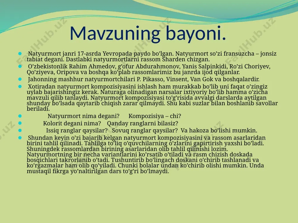 6-sinf. 30-dars natyurmortpptx - Page 3