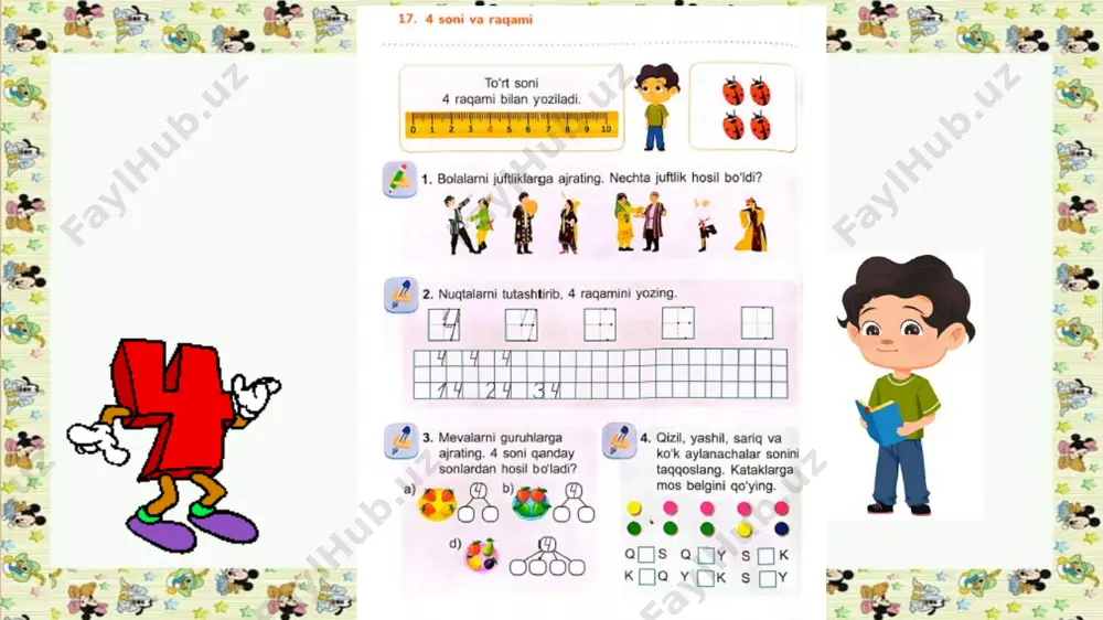 1-sinf matematika 17-dars.4-soni va raqami - Page 3