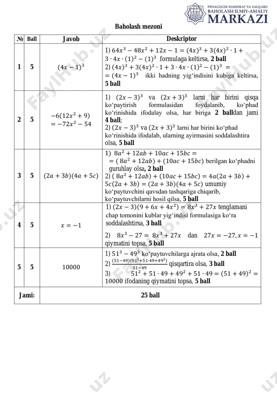 ii chorak. 7 sinf 4-bsb algebra umumtalim ii variant - Page 3