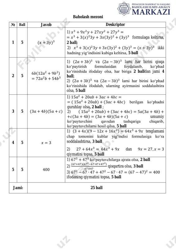 ii chorak. 7 sinf 4-bsb algebra umumtalim i variant - Page 3