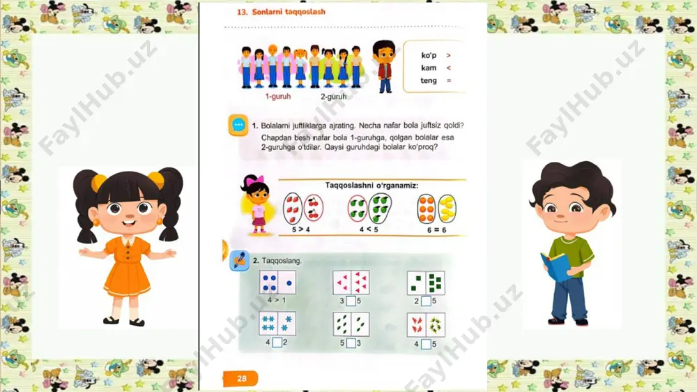 1-sinf matematika 13-dars.sonlarni taqqoslash - Page 3