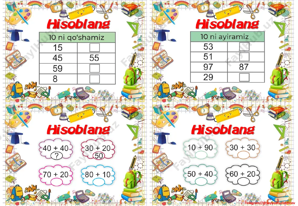 1 sinf matematika 4 chorak tarqatmalari - Page 3