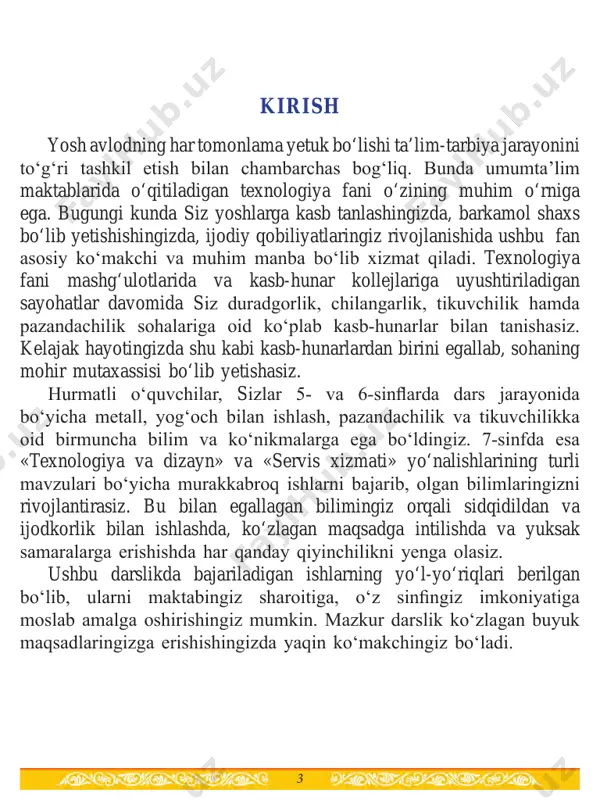 kamroq ushlaydi. shu sababli, 5 biriktirishda burama mixni to‘g‘ri ishlatish, ya’ni uni albatta yog‘ochga burab kiritish lozim. yog‘ochning zichligi qanchalik yuqori bo‘lsa, uning metall mixlarni tutib qolish sifati shunchalik yuqori bo‘ladi. yog‘ochning tashqi kuchlar ta’siriga qarshilik ko‘rsata olishi yoki buzilmaslik qobiliyati, uning mexanik xossasi deyiladi. yog‘ochlarning puxtaligi, qattiqligi, egiluvchanligi, qovushqoqligi, mo‘rtligi, yoriluv chanligi va mixlanuvchanligi ularning mexanikaviy xossalarini tashkil etadi. yog‘ochning tashqi kuchlar ta’sirida buzilmasdan va mumkin qadar shaklini o‘zgartirmasdan qarshilik ko‘rsata olish qobiliyati yog‘ochning puxtaligi deb ataladi. yog‘ochlarning pishiqligi, egiluvchanligi tekshiriladi. yog‘ochning o‘zidan qattiq jism botishiga qarshilik ko‘rsata olishi qattiqlik deb ataladi. qattiqlik yog‘ochning turiga, zichligiga va namligiga bog‘liq bo‘ladi. yog‘ochning qattiqligini arralash, randalash, o‘yish-teshish, mixlash jarayonlarida aniqlash mumkin. yog‘ochlar qattiqlik darajasiga qarab uch guruhga bo‘linadi: 1-guruh: yumshoq yog‘ochlar – qarag‘ay, oq qarag‘ay, archa, terak, tog‘terak, arg‘uvon va h.k. 2-guruh: qattiq yog‘ochlar – qayin, qora qayin, tilog‘och, eman, zarang, g‘ujum va h.k. 3-guruh: juda qattiq yog‘ochlar – nok, qayrag‘och, …