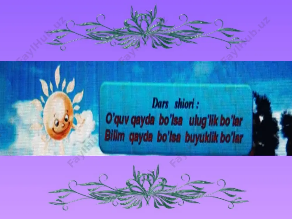 ekst nadpisi 1.olmosh deb qanday so’z turkumiga aytiladi? 2.olmoshlarning ma’no turlari nechta, ularni sanab o’ting? 3.olmoshlarning tuzulishiga ko’ra turlariga misollar keltiring? 4.qo’shma olmoshlar qanday yoziladi? endi esa darsligingizda berilgan mashqlarni daftaringizga yozing. 291-mashq. matnni o’qing,undagi g’oya to’g’risida baxslashing. olmoshlarni topib, izohlang. sizga tazim, onajon! ona – yer, ona – quyosh, sizlarga tazim! menga to’yib – to’yib kuladigan, yig’laganda esa to’yib – to’yib yig’laydigan qalb ato etdingiz. 292- mashq. gaplarni o’qing.olmoshlarni toping, ularni egalik va kelishik qo’shimchalarining qo’shilishiga diqqat qiling. ularning ba’zilari akamning o’rtoqlari edilar, men bilan so’rashdilar. 2. biz, yetimlar bir – birimizning pinjimizga tiqilib, bir – birimizni isitib uyquga ketamiz. 292- mashq . quyida berilgan so’zlar ichidan egalik qo’shimchasi qo’shilganda, asosiy tovush o’zgarishi ro’y beradiganlarini aniqlang . ular ishtirokida gaplar tuzing. yurak, uy, qishloq, nok, bog’, singil, shahar, yurt, o’g’il, qiz, istak. namangan shahar 64- umumiy o’rta ta’lim maktabi o’qituvchisi manzura kasimovaning 7- sinflar uchun tayorlagan dars slaydi aziz …