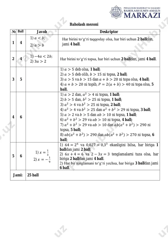 ii chorak. 8 sinf 4-bsb algebra umumtalim i variant - Page 3