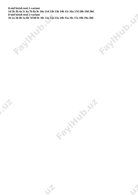qaysi davlatlar o’rtasida bo’lib o’tgan? a)angliya va fransiya b)fransiya va ispaniya c)angliya va ispaniya d)rossiya va shvetsiya 8. kuchukqarnayji shartnomasi qachon tuzildi? a)1714-yilda b)1648-yilda c)1721-yilda d)1774-yilda 9. yevropalik olimlar orasida birinchi bo’lib osmon jismlarini teleskop yordamida kuzatgan olimni aniqlang. a) j.bruno b) n.kopernik c) g.galiley d) j.lokk 10.tasmaniya oroli kim tomonidan kashf qilingan? a)luis torres b)villem yanszo c)abel tasman d)aham ibn majid 11. dashti qipchoq aholisi vizantiya manbalarida qanday nomda atalgan? a) kumanlar b) poloveslar c) qipchoqlar d) qora bo`rk 12. botuxon qachon oltin o’rda xonligiga asos soldi? a)1240-yilda b)1237-yilda c)1236-yilda d)1243-yilda 13. bobur yosh bo`lgani uchun davlat ishlarini kimlar yordamida boshqargan? a) ishonchli beklaridan hojiqozi va onasi qutlug` nigorxonim b) ishonchli beklaridan uzun hasan va onasi qutlug` nigorxonim c) ishonchli beklaridan ahmda tanbal va onasi robiya sultonbegim d) onasi robiya sultonbegim va ishonchli beklaridan hojiqozi 14. “xudoga tavakkal qilib badaxshomot va kobulga yuzlandilar” bobur haqidagi ushbu so’zlar qaysi asardan …