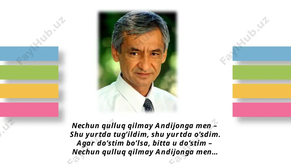 ib har dilda mozorim qolur, men ketarman bir kuni, navolarim, zorim qolur ... muhammad yusuf (1954-2001) e’tiboringiz uchun rahmat image1.jpg image2.png image7.jpg image4.jpg image3.png image8.jpeg image9.png image10.jpg image11.jpg image12.jpg media1.mp4 image13.png media2.mp3 ulug'imsan vatanim sevara nazarhan blues 331.64902 image14.png image15.jpg image16.jpg image5.png