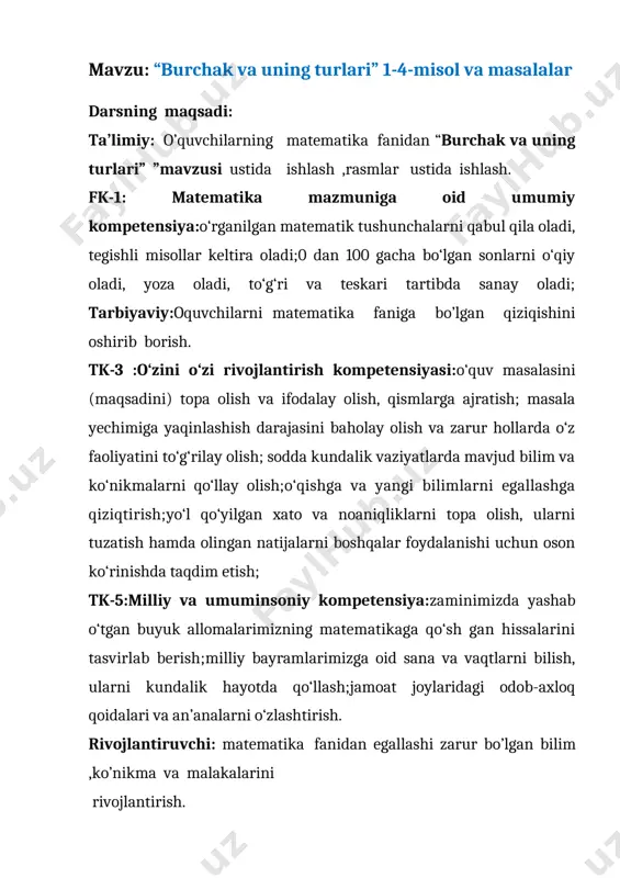 1-sinf matematika burchak va uning turlari - Page 3