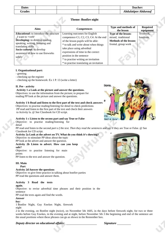 ns. activity 1 b read and listen to the first part of the text and check answers objectives: to practise reading/listening for detail to check predictions pp read and listen to the first part of the text and check their answers to activity la. @ see classbook for cd script. activity 1 c listen to the secons part and say true or false objective: to practise reading/listening for detail pp read and listen to the second part o f the text. then they read the sentences and say if they are true or false. @ see classbook for cd script. file_2.jpg activity 2a look at the advert on tv. what do you think it‘s showing? objective: to stimulate pp ideas about the topic pp look at the advert and answer the question. activity 2b listen to advert. how can you keep safe? objective: to practise listening for main points pp …