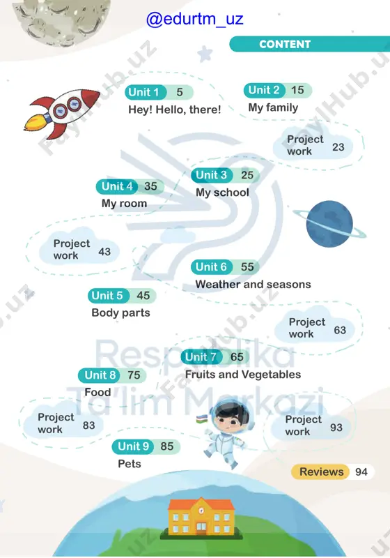 big or small? 5. collaborate.4. listen and number. 3 it is big is your family big? it is small is your family big? skills 6. fun time! ab. p.12 @edurtm_uz u ni t 2 19 lesson u ni t 2 u ni t 2 do animals have families? 3. look and match. 1. look at the pictures. what can you see? 4. think. who is mom, dad or baby? 2. watch the video and discuss. 4 clil 5. fun time! ab. p.13 dad baby mom @edurtm_uz lesson 20 u ni t 2 2. look and discuss.1. watch the video. can you be helpful? our value: be helpful! story time 5 thank you, friendy! @edurtm_uz 21 lesson u ni t 2 3. look and choose. 4. find the objects in the story. 5. look and match. 6. collaborate. our value is... be helpful! be caring!be kind! story time 5 where is …