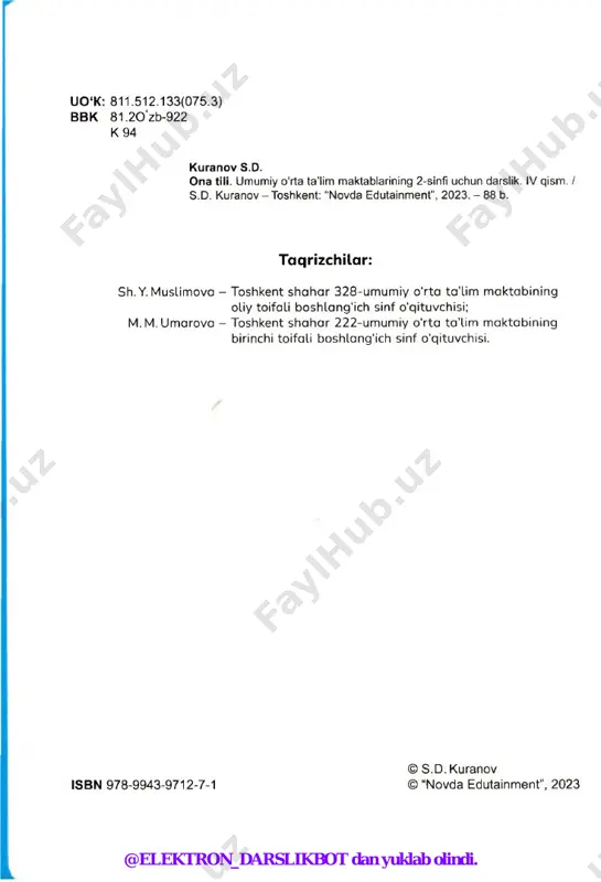ya hududlaridan ilk yog'och glldiraklarning qoldiqlari topilgan. 1. g'ildirak ixtiro qilinmaganida, hozir qanday qurilmalar bo‘lmasdi? 2. matnda nechta gap bor? 3. qaysi tinish belgisi gapning tugallanganini bildiradi? 5-mashq. gaplarni ko‘chiring. madina maktabga bordi. abror qaysi sinfda o‘qiydi? oyijon, bugun v“5” oldim!y ikkita so‘z bir-biriga qo'shilishidan paydo bolgan so'zlar ishtirokida 5 ta gap tuzing. @elektron_darslikbot dan yuklab olindi. 21-m avzu eng yaxshi ixtirolar yodda tuting! qoidani tushunib oling. gap xabar mazmunini bildirsa, oxiriga nuqta qo'ynadi. ^ gap so‘rash mazmunini bildirsa, oxiriga so‘roq belgisi qo'ynadi. gap kuchli his-hayajon bilan aytilsa, oxiriga undov belgisi qo yiladi. l 6-mashq. 0 ‘qing. matndagi so‘roq gaplarni yozing. qaysi so‘z so‘roq bildirayotganini ayting va belgilang. kompasning vatani qayer? u qachon ixtiro qilingan? bilasizmi, kompasni bundan o‘n ming yil oldin xitoyliklar ixtiro qilishgan. uning ko‘rsatkichi doim shimol tarafni ko‘rsatadi. kompas bilan kimsasiz sahroda ham, cheksiz dengizlarda ham adashib qolmaysiz. kompas ixtiro qilinganidan so‘ng yerning hali inson oyog'i yetmagan …