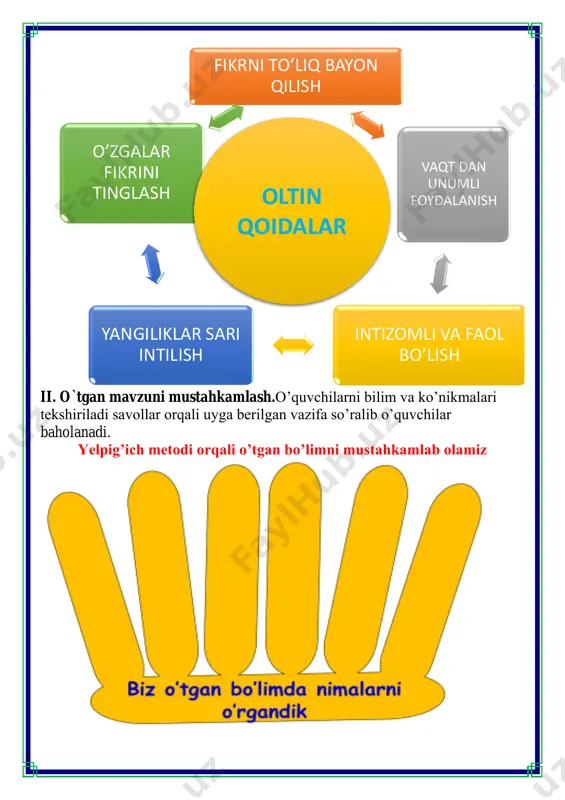 b beriladi.: o’quvchi xotirasida qolganini takrorlaydi. bbb metodi bilar edim bilib oldim bilmoqchiman v.o`quvchilarni rag`batlantirish. darsni yakunlash.: darsda faol qatnashgan o`quvchilar rag`bat kartochkalari bilan rag`batlantiriladi. vi.uyga vazifa: “yozgi ta'tildagi sayohat” mavzusida matn tuzing. o`ibdo`: _____________________