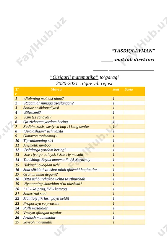 va o‘zbekcha hech qanday, bo‘sh, degan ma'nolarni bildiradi. 3. «natural» atamasi lotincha «naturalic» so‘zidan olingan bo‘lib, o‘zbek tilida haqiqiy yoki tabiiy, degan ma'noni bildiradi. 4. «matematika» atamasi grekcha «mathema» so‘zidan olingan va o‘zbekcha fan, bilim ma'nosini bildiradi. buni pifagor kiritgan. 5 «million» atamasi fransuzcha «million» so‘zidan olingan bo‘lib, o‘zbek tilida ming marta ming, degan ma'noni bildiradi. 6. «milliard» atamasi fransuz tilidagi ―milluard‖ so‘zidan kelib chiqqan va o‘zbekcha ming million, degan ma'noni bildiradi. 7.«billion» atamasi xv asrda kiritilgan. 8.«trillion» atamasi xv asrda kiritilgan. [image: ] mmibdo`_______________________ 2-mashg’ulot. raqamlar nimaga asoslangan? darsning maqsadi: ta’limiy: raqamlar haqida tushuncha berish tarbiyaviy: sonlarni o’rgatish rivojlantiruvchi:o’quvchilarni bilim va ko’nikmalarini rivojlantish. ulug' hind allomalari jahon madaniyatini yuksaltirishga salmoqli hissa qo‘shishgan. ularning boshqa ishlarini qo‘ya turib, birgina kashfiyoti-keyinchalik boshqa xalqlar uchun "o‘zlariniki" bo‘lib ketgan raqamlarnl ixtiro etishgani uchun ham har qancha minnatdor bo‘lsa arziydi. zamonlar o‘tishi bilan bu raqamlarning shakli bir muncha o‘zgarib silliqlashgan. ammo olimlar ularni ixtiro …