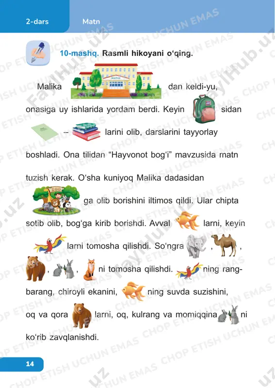 hop etish uchun emas chop etish uchun emas chop etish uchun emas chop etish uchun emas chop etish uchun emas chop etish uchun emas chop etish uchun emas chop etish uchun emas chop etish uchun emas chop etish uchun emas chop etish uchun emas chop etish uchun emas chop etish uchun emas chop etish uchun emas chop etish uchun emas chop etish uchun emas chop etish uchun emas chop etish uchun emas chop etish uchun emas 16 matn2-dars 13-mashq. matnni oʻqing. oq ayiq arktikada, sovuqda yashaydi. tanasi qordek oppoq jun bilan qoplangan. erkak ayiqning uzunligi taxminan uch metr, ogʻirligi olti yuz sakson kilogramm bo‘lsa, urgʻochi ayiqniki ikki metr, ogʻirligi esa ikki yuz yetmish kilogramm boʻladi. yangi tugʻilgan oq ayiq bolasi yengil, to‘rt yuz ellik gramm boʻladi. oq ayiq suvda chaqqon suzadi. uning yana bir xususiyati – u uzoqdan hidni yaxshi sezadi. namuna: oppoq ... qanday? qanaqa? uch metr ... nechta? …
