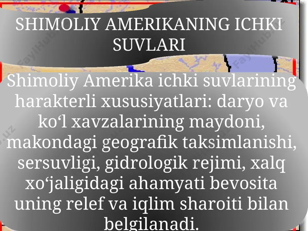imoliy muz okeanining bofort dengiziga kuyadi makenzi daryoning uzunligi (atabaska daryosi bilan) 4600 km, xavzasining maydoni 1804 ming km2, o‘rtacha suv sarfi 15000 m3/sek. makenzi daryo tizimi atabaska, katta (nevolniche) ko‘l, kichik (nevolniche) ko‘l, katta ayik va bir necha mayda ko‘llar bilan tutashgan yaryo o‘zining gidrologik xususiyatlariga ko‘ra osiyoning sibir daryolariga o‘xshab ketadi. kishda qariyb 6-7 oy mobaynida qor bilan koplanadi. sentyabr-oktyabrda muzlab, yukori oqimida mai va quyi oqimida iyunnnig boshlarida muzdan ozod bo‘ladi. daryo asosan qor suvlaridan va qisman yomg‘ir hamda grunt suvlaridan to‘yinadi. makenzi xavzasining yukori qismida va uning irmoqlarida tosh ostonalari juda ko‘p. makenzi shimoliy amerikaning yirik daryolaridan biridir.u kanadaning qoyali tog’laridan boshlanib,shimolga qarab oqadi va suvini shimoliy muz okeaning bofort dengiziga quyadi.daryoning uzunligi 4600 km bo’lib bir necha ko’llar bilan tutashgan. makkenzi-shimol daryosi bo’lib u 6 oy mobaynida muz bilan qoplanadi va may oyining boshlarida muzdan ozod bo’ladi. makenzi yukong shimoliy amerikaning tinch okean xavzasiga kuyiladigan …