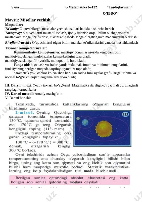 6-sinf 4-chorak matematika konspekt 2020 - Page 3