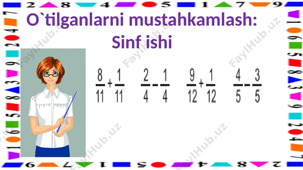 3-s.bir xil maxrajli kasrlarni qo`shish va ayrish.10-dars - Page 3