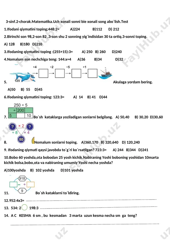 3-s.tomorqa bo`limi yuzasidan test.2-ch.matematika test - Page 3