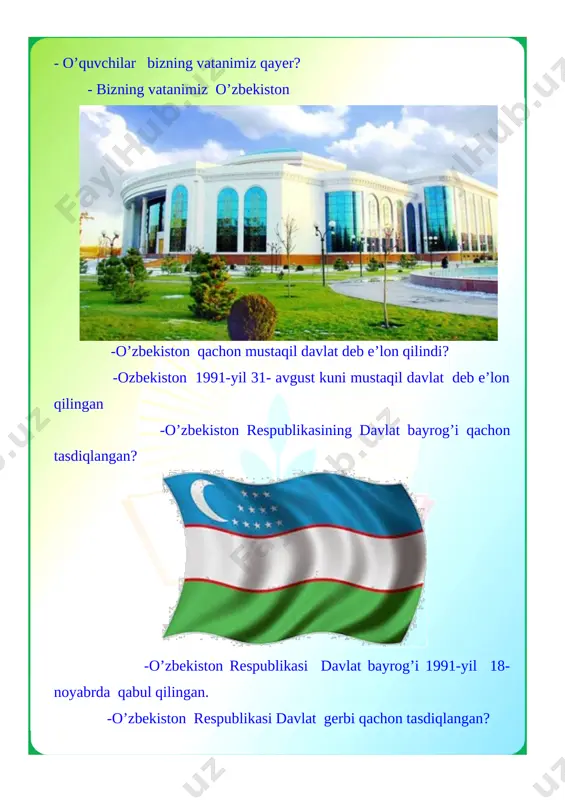’yiladi. qaysi tartib raqamdagi o’quvchi turib javob bersa, javobi uchun reyting oynasidagi tartib raqamiga ball qo’yiladi [image: image29.png][image: image30.png] bu darsda ko’p ball yig’ish talab etiladi reyting oynasi kimning necha ball olishini ko’rstib turadi dars so’ngida ballarni hisoblanib o’quvchilar rag’batlantiriladi . ii.o’tilgan mavzuni mustahkamlash. [image: image31.png]do’skadagi geometrik shakllar orqali o’tilgan mavzu mustahkamlanadi va amaliy topshiriqlar o’tkaziladi “qiziqarli shakllar o’yini” . 5 ta o’quvchi doska yoniga chiqib, parta ustidagi misollar yozib qo’yilgan geometrik shakllarni aylantiradi. shaklda berilgan misolni yechib beradi. 1 minutda kim ko’proq misolni to’g’ri yechsa, shu o’quvchi g’olib bo’ladi va reyting oynasiga ball yozib qo’yiladi. figuralarga yozilgan misollar 1)60:3= 2)16:*=8 3)1sm= ? mm 4)a=10 b=8 a* b=? 5.1-yil necha kunga teng ? 1. parallelepiped 2. kub 3. silindr 4. konus 5. shar “tushunchalar tahlili” usuli orqali geometrik shakllar haqida bilimlarimizni mustahkamlab olamiz. javob savol o`tkir bur-chak to`g`ri bur-chak o`tmas bur-chak teng tomonli uch-burchak teng yonli uch- bur- chak turli …