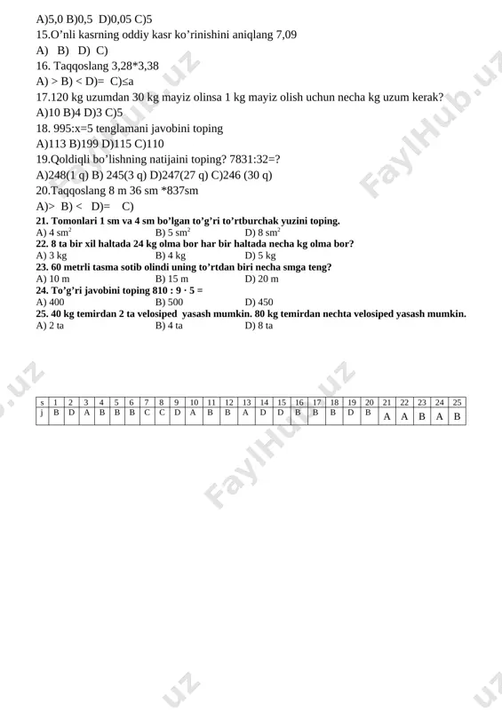 matematika test 3-sinf 4-chorak to'rabekova k - Page 3