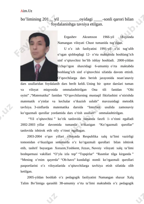 a’limiy: o’quvchilarni “chana” hikoyasi bilan tanishtirish, fk-2 (badiiy asarni tahlil qilish kompetensiyasi). hikoya qahramonlarini ajrata olish, o’qigan hikoya matniga doir savol va topshiriqlar javob bera olish. b) tarbiyaviy o’quvchilarda tarbiatga munosabat, do’stlik o’zaro hurmat hislarini tarbiyalash. tk-4 (milliy va umummadaniy kompetesiyasi). yaxshi va yomon odatlarni farqlay olish. c) rivojlantiruvchi: o’quvchilarning erkin fikrlash ko’vikmalarini og’zaki nutqini hamda tabiat haqidagi taasurotlarini rivojlantirish. tk-3 (ijtimoiy faol fuqarolik kompetesiyasi). o’zidan kattalarni hurmat qilish hamda kichiklarga izzatda bo’lish tushunchalarini rivojlantirish. dars turi: yangi tushuncha va bilimlarni shakllantiruvchi, musobaqa. darsning uslubi: savol-javob, “sinkveyn” metodi, “zanjir” usuli darsning jihozi: darslik, ko’rgazmalilik, multimediya ilovasi” baliqchilar”, “biz yosh tashkilotchimiz” o’yini darsning borishi: i. tashkiliy qism: salomlashish navbatchining axboroti o’quvchilarni darsga tayyorlash parta qatorlari asosida guruhlarga ajratish. 1-guruh: yulduzcha shiori: “biz kichik yulduzchalar” bilimga shay qushchalar. 2-guruh: “obi-hayot” shiori: “suv bor joyda bordir hayot, uni teja, ehtiyot qil” 3-guruh: “ona-zamin” shiori: “tabiat yerimizdir, asramoq barchamizdir”. o’qituvchi: darsimiz nima? o’quvchi: darsimiz …