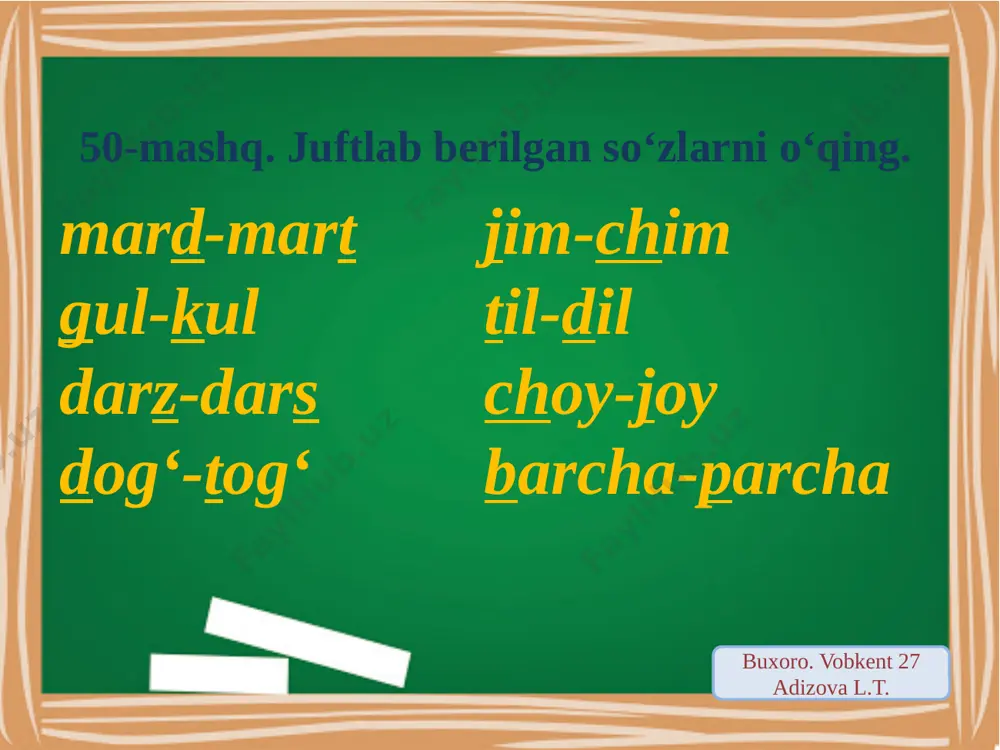 jarangli va jarangsiz undoshlar 50-53-mashqlar - Page 3
