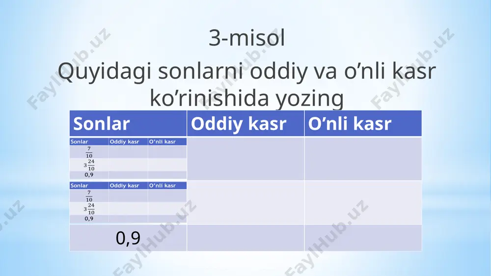 o'nlik kasrlarni oddiy kasrda ifodalash - Page 3