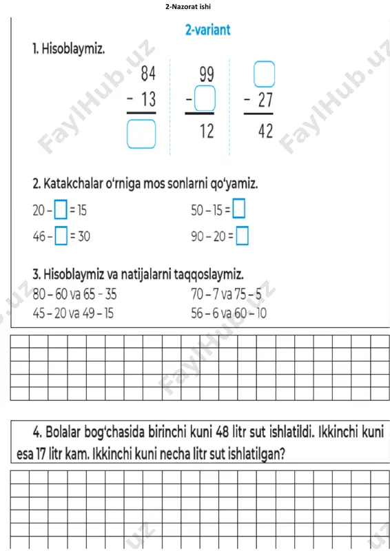 2-sinf matematika nazorat ishi.2-variantpdf - Page 3
