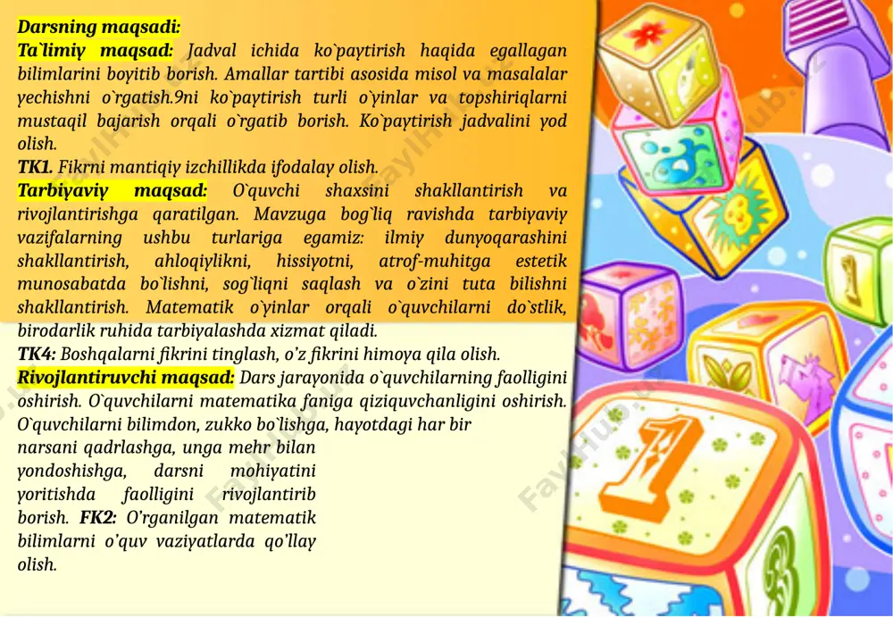 rish. vi.uyga vazifa 6-7 – misol va masala foydalanilgan adabiyotlar 2-sinf matematika darsligi matematika 2-sinflar uchun. metodik qo`llanma boshlang`ich ta`lim jurnali. akt. e’tiboringiz uchun rahmat!!! image1.jpeg image2.png image3.png image4.png image5.jpeg image6.jpeg image7.png image8.png image9.jpeg image10.png image11.jpeg image12.png image13.jpeg image14.png image15.jpeg image16.jpeg image17.png image18.png image19.png image20.png image21.png image22.jpeg image23.gif image24.jpeg