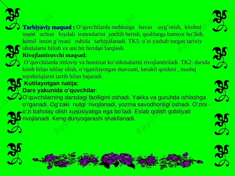 m kelishik. 4-guruh. jo’nalish kelishik. 5-guruh. o’rin payt kelishigi. 6-guruh.chiqish kelishigi. guruhlarga so’z yozilgan tarqatmalar tarqatiladi. ularga so’zlarga kelishik qo’shimlarini qo’shib yozish topshirig’i beriladi. iii. yangi mavzu bayoni : otlarning kelishik qo’shimchalari bilan qo’llanilishi. otlarda oltita kelishik bor. 1.bosh kelishik 2.qaratqich kelishigi 3.tushum kelishigi 4.jo`nalish kelishigi 5.o`rin-payt kelishigi 6.chiqish kelishigi bugun biz sizlar bilan kelishiklarga oid mashqlar bajaramiz. bahoroy ham yurtimizga tashrif buyurdi.eng muhimi ,bizning sevinchimizga sevinch qo’shib,qushlar qaytib kelishmoqda. bog’lar,xiyobonlar qushlar chug’uriga to’lmoqda. unga maskan, bizning vatan qish faslida kelar u. u bir yerda qishlamas. issiq joyni xushlamas. 187-mashq. qarg’a qarg’a – farosatli o’tkir qush. qarg’aning parvozini kuzating. u uchib kelayotib o’ljasini tashlab yuboradi. orqasidan sho’ng’ib uni yana tutib oladi. maboda o’lja suvga tushib, suv bilan quvurga kirib ketsa , qarg’a o’ljasini quvurning quyi tomonida poylaydi. o’lja quvurdan chiqishi bilan tumshug’ida ilib oladi. lug’at ishi: parvoz- uchish o’lja- biror narsani tutib olish otlarga qo’shiladigan –ning,-ni,-ga,-da,-dan qo’shimchalari kelishik qo’shimchalaridir. deb …