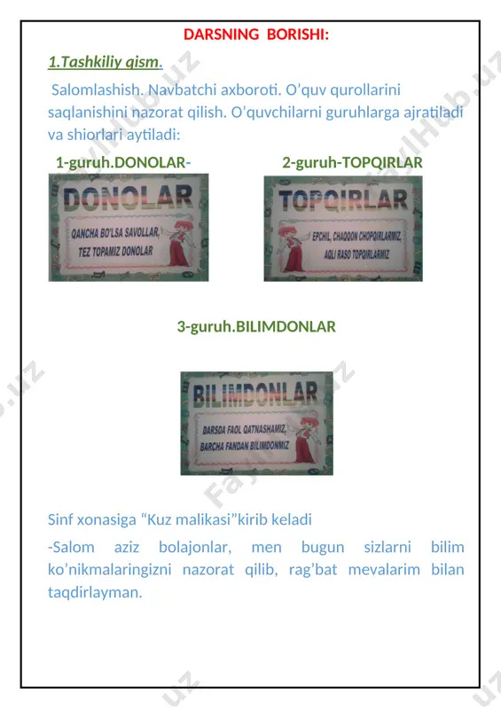 yerdan qatalab chiqqan boychechak, yumshoq yerdan yumalab chiqqan boychechak. boychechagim boylandi, ko’chama-ko’cha aylandi. boychechagim ko’k somsa, cho’ntaklarga joylandi. qattiq yerdan qatalab chiqqan boychechak, yumshoq yerdan yumalab chiqqan boychechak. [image: ] o’qtuvchi she’rni ifodali o’qib beradi va ma’nosini tushuntiradi. o’quvchilar she’rni zanjir usulida o’qiydilar. -aziz o’quvchilar hozir siz audio tasma orqali xalq og’zaki ijodi “boychechak” she’rini va qo’shig’ini ko’rasiz va tinglaysiz. boychechak qo’shig’i birgalikda kuylanadi. “bu meniki “ o’yini o’tkaziladi. o’quvchilarga “ertak”, ”topishmoq”, ”maqol”, ”rivoyat”, ”tez aytish”, ”latifa”, ”afsona”, ”xalq qo’shiqlari” kabi so’zlar yozilgan qog’ozlar tarqatiladi. qaysi o’quvchi qolidagi so’zga oid ta’rifni eshitsa ,darhol “bu meniki” deb javob berishi lozim bo’ladi. [image: ] o’qituvchi ta’riflarni o’qiydi: avloddan –avlodga o’tib kelayotgan, voqea va hodisalarni inson faoliyatini ba’zan uydirmalar vositasida, ba’zan real tasvirlovchi og’zaki hikoya . (rivoyat) to’qima va uydirmaga asoslangan, sehrli-sarguzasht va maishiy mazmundagi badiiy asar. (ertak) hayotiy tajriba asosida xalq tomonidan yaratilgan, odatda pand- nasihat mazmuniga ega bo’lgan ixcham, obrazli, tugal …