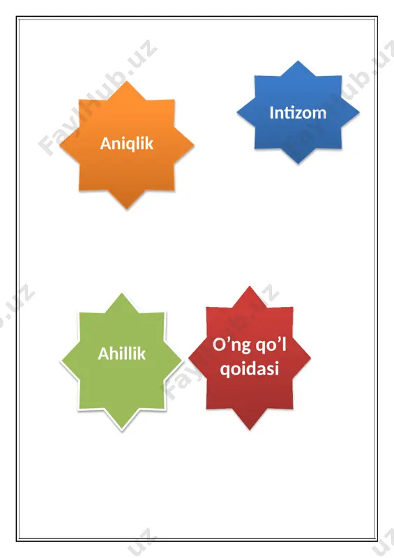 ha . keling tortishmaylikda misollar bajaraylik shunda aniqlaymiz. 1 –misol ekranda namoyish etiladi . 1*a=1 1*7=7 1*4=4 1 har qanday songa ko’paytirilsa yo bo’linsa shu sonni o’zi chiqadi 0*a=a 0*4=0 0*7=0 0 ni har qanday songa ko’paytirilsa,0 hosil bo’ladi. 2-misollarni guruhlar bajarishib yaproqlarini iladilar 5*1 64*0 24*(32-31) 13*1 57*0 45*(18-18) 26*1 29*0 53*(19-19) 3-masala. o’quvchilar mustaqil masala tuzadilar raqib kamanda masalani javobini topadi va o’z yaproqlarini iladilar . 4.yangi mavzuni mustahkamlash uchun “o’rgat – o’rgan” qo’llaymiz . har bir faol o’quvchilar o’zlariga biriktirilgan o’quvchilarni dars davomida yozgan misollarini tekshirib ular uchun tayyorlab kelgan testlarini bajartirib tekshiradilar . yig’ilgan yaproqlarga qo’shadilar. 5. darsni yakunlashda har bir o’quvchi 0 va 1 ga o’z fikrini aytib har bir raqam ya’ni sonni o’z o’rni borligini aytadilar . 0 va 1 o’qituvchi har bir guruhni archalarini sanab g’olib guruh va o’quchilarni aniqlab baholarini qo’yib beradilar. 6. uyga vazifa 6-masala va 7-misollarni bajarish tartibini tushuntiradi image1.jpeg