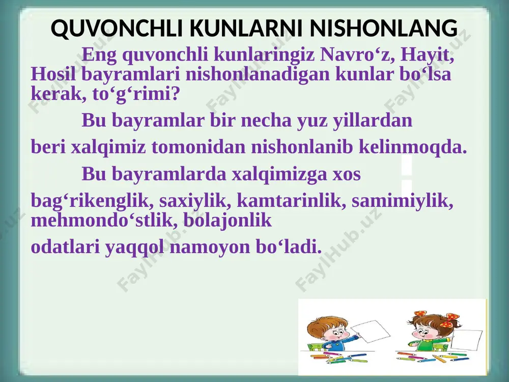 2-sinf odobnoma quvonchli kunlarni nishonlang - Page 3