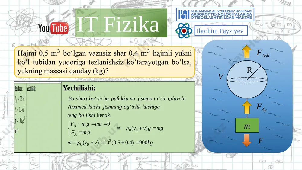 200 sin100,11 / qiyatekislikdajismningtezlanishi h ag a l gms m amaa a = =-=== == = × oleobject4.bin image17.png image15.png image16.png image13.wmf 22 2 : sin ' 'lg'': sin22101 sin 221042 1 sin 2 qiyatekislikdaishqalanishsizsirpanibtush ganjismningtezlanishi ag boshlangichtezliksiztekistezlanuvchanhar akatda bosibotianyolformulasi atgtl l gt a a a a = × ==þ=== × =þ 0 30 a = image20.png image19.png oleobject5.bin image14.wmf 2 (sincos) 0 ',sin'. 2 1052/ 2 qiyatekislikdansirpanibtushayotganjismni ng tezlanishiformulasiag bolsaagboladi ams ama ma =- == =×= image23.png image22.png oleobject6.bin image15.wmf 2 22 2112 11 2 21 12 ' 2. sin sin() sin 1 (1510)10 (sin)100 2 4 / 101525 x harbirjismgatasirqiluvchikuchlarninyuton ning qonunigaasosanyozamiz pmg mgtma mgmmma tmgma mmg ams mm a a a a - = -= ì þ-=+ í -= î -×× - ==== ++ oleobject7.bin image27.png image25.png image26.png image16.wmf ' 'lg. ''. 30 3 10 ogirlikkuchiqarshilikkuchigateng boandajismtekisharakatqiladi tekisharakatdagiyolformulasidannitopamiz h htts j j =þ=== t image18.png oleobject8.bin image19.wmf …