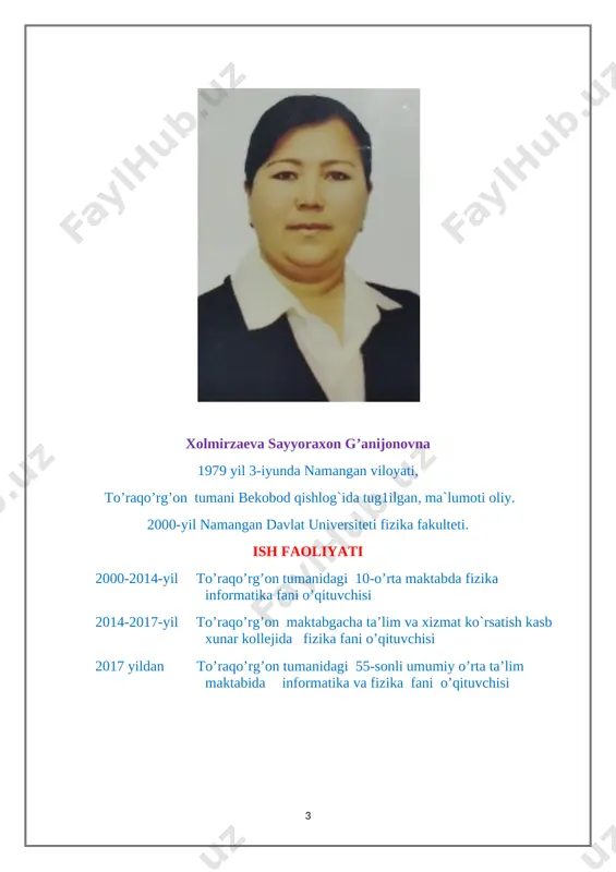 zu bo`yicha topshiriq beriladi. har bir guruh a`zosi navbatma navbat javob beradi qaysi guruh javob bera olmasa zanjir uziladi va yutqazgan bo`ladi. 1-guruhga savol. termodinmakining ii-qonuni va qaytar qaytmas jarayonlar. 2-guruhga savol. termodinamikaning i-qonuni va izojarayonlarga tadbiqi o`quvchilarga bu ikki topshiriqning har biridan ikki balldan to`plash imkoniyati beriladi. o`quvchilar javoblari tinglanib izohlanadi va rag`bat va jarima kartochkalari beriladi. shu tarzda faol o`quvchilar baholanadi.qolgan o`quvchilar dars davomida qo`shimcha ball to`plashlari mumkin bo`ladi. 3-topshiriq. fizik formulalar archasi. [image: d:\o`zimga rasmmmmmmmmmmmmmmmmmmm\oʻzimgaa\img_20201214_112311.jpg] [image: d:\o`zimga rasmmmmmmmmmmmmmmmmmmm\oʻzimgaa\img_20201214_112439.jpg] bunda vatman qog`ozga archa rasmi chiziladi. o`quvchilar har xil rangdagi stikerlardan foydalanib, unga formula yozib archani bezatadilar. formulalar o`qituvchi tomonidan tahlil qilinadi va guruhlarga ball beriladi. shundan so`ng yangi mavzu bayon etiladi. yangi mavzuning bayoni. sanoatda va turmushda ishlatiladigan dvigatellarni ko`pchilligi issiqlik dvigatellaridir. issiqlik dvigatellarining bir necha turlari mavjud:ichki yonuv dvigateli, dizel dvigatel va reaktiv dvigatellar. issiqlik dvigateli deb, issiqlik energiyasini mehanik energiyaga aylantirib beradigan qurilmaga aytiladi. issiqlik dvigateli …