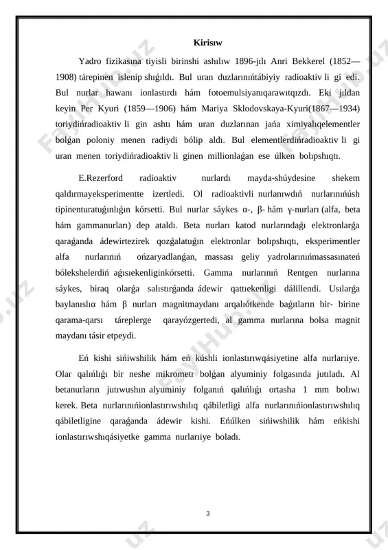 igi yadrolıq kúshlerdińtartılıs kúshler ekenliginiń dálili bolıptabıladı. yadrolıq kúshler absolyut shamalarıboyınsha úlken. bul kúshlerdiń kishiaralıqlardaǵı tásiri tábiyatta belgili bolǵan basqa kúshlerdiń (sonıń ishindeelektromagnit kúshlerden de) barlıǵınan da úlken. usıwaqıtlarǵa shekem bizge tórt fundamentallıqtásirlesiwler belgili. olar a) kúshli (yadrolıq) tásirlesiwler; b) elektromagnitlik tásirlesiwler; v) ázzi (ázzi yadrolıq) tásirlesiwler, bunday tásirlesiwler kúshli hám elektromagnitlik tásirlespeytuǵın bólekshelerde (mısalı neytrnolarda) ayqınkórinedi; g) gravitaciyalıqtásirlesiwler. joqarıda atap ótilgen tásirlesiwlerdi bir-biri menen salıstırıp kóriwgeboladı. bunıńushınusı kúshlerge sáykes keliwshi tásir etisiw konstantaları(zaryadlardıń "kvadratları") ólshem birligi joq birlikler sistemasınanpaydalanamız. yadronıń ishindegi eki nuklon ushın (bul nuklonlar barlıqtásirlesiwge qatnasadı)mınaday shamalarǵaiye: kúshli tásirlesiw1 elektromagnit tásirlesiw ázzi tásirlesiw gravitaciyalıqtásirlesiw yadrolıq kúshler yadrolardıń bar ekenligen juwapker. elektromagnit tásirlesiwatomlar menen molekulalardıń bar ekenligin tásiyinleydi. yadrodaǵı nuklonnıńortasha energiyasi 8 mev ke, yaǵniy shamasına teń (nuklonnıńtınıshlıqtaǵıenergiyasi shamasına teń). vodorod atomındaǵı elektronnıń baylanıs energiyasi 13,57 ev qa teń (yaǵniyshamasına teńyaǵniy elektronnıńtınıshlıqtaǵı energiyasınan júz mıńesekishi). demek bul masshtablarda baylanıs energiyaları xarakterli konstantalarsıpatında qatnasqa iye: = ázzi tásirlesiwler β-ıdırawyamasa …