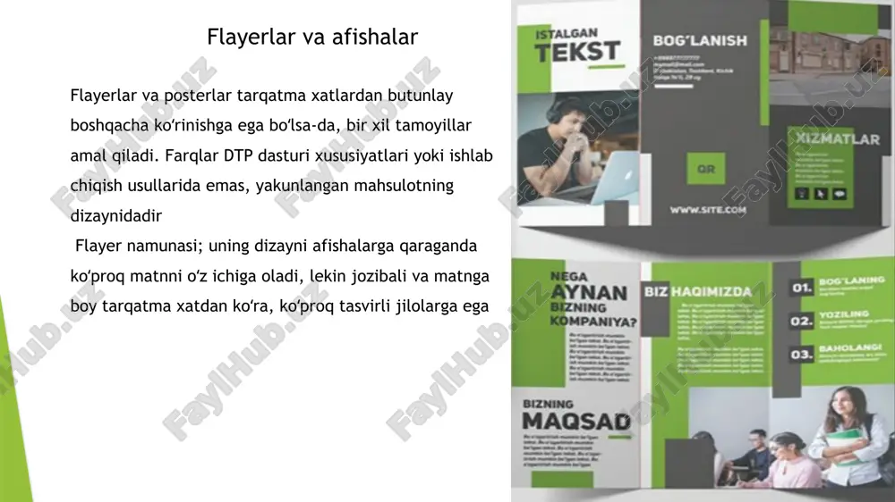 anish mobil telefonlar koʻplab maqsadlarga ega va ayrim turlari boshqalariga qaraganda murakkabroq. barcha mobil telefonlardagi asosiy funksiyalar sifatida telefon qoʻngʻiroqlarini amalga oshirishingiz va qabul qilishingiz hamda qisqa xabarlar xizmatidan (sms) foydalanishingiz mumkin. biroq mobil telefonlar raqamli kamera, kompyuter oʻyinlarini oʻynash, gps (global positioning system) texnologiyasi yordamida navigatsiya, musiqa tinglash, veb-sahifalarni koʻrish, elektron pochtalarga kirish va turli ilovalardan foydalangan holda boshqa vazifalarni bajarish maqsadlarida ham ishlatiladi. aksariyat mobil telefonlar uchinchi avlod (3g) yoki toʻrtinchi avlod (4g) tarmoq texnologiyasi orqali internetga ulana oladi. bular mobil qurilmalarga yuqori tezlikdagi maʼlumotlar uzatish xizmatini koʻrsatuvchi tarmoq standartlaridir. 3g bilanga taqqoslaganda 4g bilan internetga tezroq kirish mumkin. matnli tezkor xabarlar matnli xabarlar mobil telefonlardan foydalangan holda muloqot qilishning eng arzon usulidir. bunda qisqa xabarlar tizimi (sms) deb ataluvchi xizmatdan foydalaniladi. u qisqa xabarlarni tez va oson yuborish imkonini beradi. kino koʻrish yoki kompyuter oʻyinlarini oʻynashda qulayroq boʻlishi uchun mobil telefonlarning ekranlari umumiy interfeysning katta qismini tashkil …