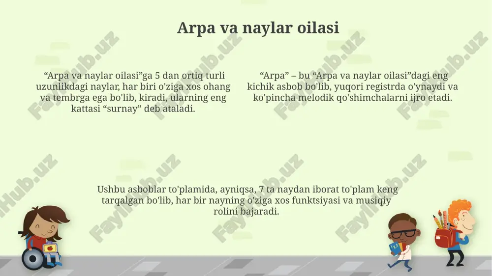 mlarga qadar farqlanadi, bu esa ularning tembriga taʼsir qiladi. changning 2-3 xil asosiy turi mavjud boʻlib, ularning ovoz balandligi va tembri jihatidan farqlari sezilarli darajada. tanburning torlari odatda 3 dan 5 tagacha boʻlib, har bir tor oʻziga xos intonatsiyaga ega va turli modalarda ijro etiladi. e'tiboringiz uchun rahmat @taqdimot_robot image1.png