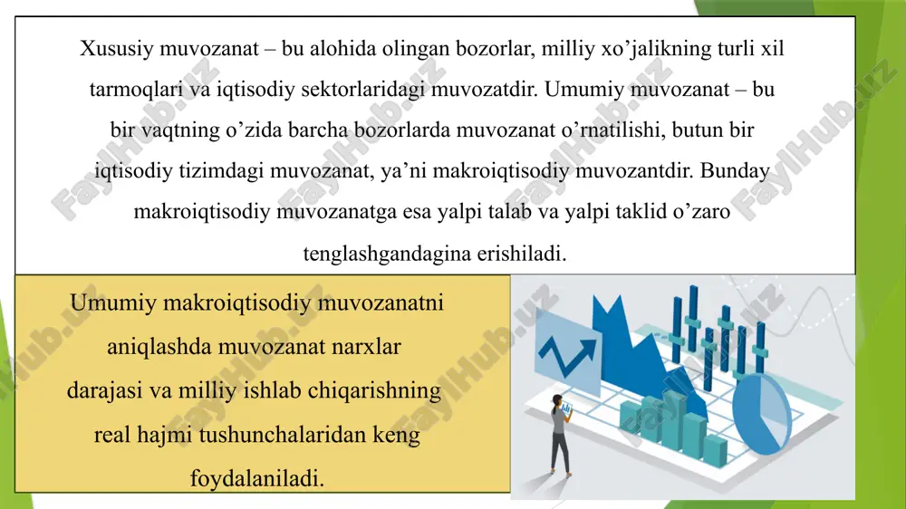 da bandlike darajalari doimiy bo’lib qoladi. klassik iqtisodchilar ta’kidlashlaricha, kapitalizmning o’ziga xos pul bozori mavjud va bu bozor jamg’arma va investitsiyalarning tengligini ta’minlaydi. bunda tenglashtiruvchi omil rolini fozi stavkasi o’taydi (14-chizma). shuning uchun ham to’liq bandlik mavjud bo’ladi. bu iqtisodchilar davlatning iqtisodiyotga aralashuvi qisqa muddatli samara bersada, uzoq muddatga, oxir-oqibat bozor iqtisodiyotining tabiiy harakat mexanizmiga notabiiy aralashilganligi uchun, salbiy oqibatlarga olib keladi deb hisoblashadi. keynsning makroiqtisodiy muvozanat nazariyasi asoslari. 1936-yili ingliz iqtisodchisi jon meynard keyns kapitalizm iqtisodiyotiga yangi, ish bilan bandlik nazariyasini kiritadi. u o’zining ‹‹pul, foiz va ish bilan bandlikning umumiy nazariyasi›› asarida yangicha iqtisodiy muvozanat nazariyasini izohlab berdi. keyns makroiqtisodiy muvozanatga to’liq bo’lmagan bandlik sharoitida ham erishish mumkinligini, to’la ish bilan bandlik qonuniy holat emasligini, balki tartibga solinmagan iqtisodiyotda tasodifiy ro’y berishigina mumkinligini isbotlab berdi. shuningdek, bu nazariyada iqtisodiyotdagi tebranishlar faqat urush, tabiiy ofat va shu kabi vaziyatlargagina bog’lik emasligini, balki u tinchlik yillarida ham ichki omillarning salbiy …