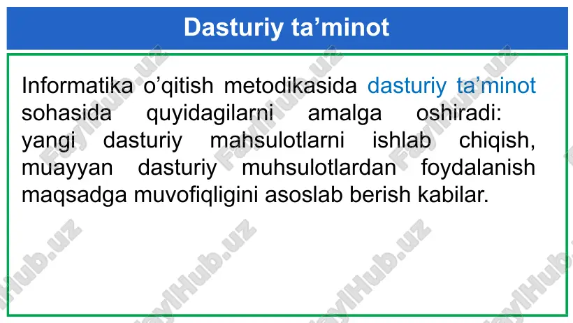 rning didaktik va tarbiyaviy imkoniyatlarini tatbiq etishdir. ko‘rgazmalilik tamoyili ko‘rgazmali materiallar turlarini va ularning hajmini quyidagi tamoyilga asoslanib tanlanadi: ko‘rgazmali materiallar turlarini va ularning hajmini quyidagi tamoyilga asoslanib tanlanadi: o’quv materialining tushunilishi qiyin bo’lgan qo’shimcha ko’rgazmali tushuntirish talab etiladigan joylarda biror bir bo’lim bo’yicha fikrlarni umumlahstirish, bo’lim mazmunini tizimlashtirish maqsadida, o’quv materiallarini umumiy jonlashtirish va motivatsiyani kuchaytirish maqsadida 25- 30 % 10- 15 % 35% 25 % 5% matn ko‘rgazmali material amaliy mashg‘ulotlar va treninglar o‘qitishning to‘g‘ri tanlangan uslubi va vositalari testlar bilimni shakllantirishda ko‘rgazmali vositalarning hissasi tasviriy ko‘rgazmali vosita shartli-grafik ko‘rgazmali vosita multimediya ko‘rgazma vositalari ko‘rgazmali vositalar uch guruhga bo‘linadi: bundan tashqari boshqa klassifikatsiyalar ham mavjud. masalan ko`rgazma vositalarning o‘quv materiallarini qabul qilish belgilariga ko‘ra klassifikatsiyasi. ma’lumotlarni qabul qilish deganda axborotni tushunish jarayoniga sezgi a’zolari: eshitish , ko‘rish, harakatlanish a’zolarini qo`shish tushuniladi. ko‘rgazmali vositalar klassifikatsiyalash multimedia materiallariga qo’yiladigan talablar tushunarli qiziqarli mantiqiy o‘zaro bog‘liq dolzarb yoshiga mos ma’lumotlarni qabul …