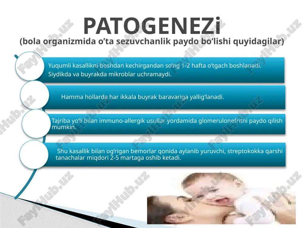 otsitoz -echt oshishi -leykotsitar formulaning chapga siljishi -anemiya diagnostikasi -ph 6.2-6.9, bakteriuriya -leykotsituriya va faol leykotsitlar topiladi nicheporenko sinamasi zimnitskiy sinamasi adis-kakovskiy sinamasi bakteriologik tekshiruv prednizalon sinamasi umumiy siydik tahlili uzi instrumental tekshiruv natijalari -ekskretor urografiya -sistografiya -buyrak arteriyasi angiografiyasi -urologik tekshiruvlar -ginekologik tekshiruvlar renografiya kompyuter tomografiya davolash antibakterial terapiya -penitsillin guruhi -sefalosporin guruhi -ftorxinolonlar -makrolidlar -uroseptiklar konservativ davo -dezintoksikotsion terapiya -immunostimulyatorlar -vitaminterapiya -sanatoriya-kurort terapiya zarur bo’lganda operativ davo -siydik yo’llaridagi infeksiya o’chog’ini bartaraf etish -tana reaktivligini kuchaytirish -o’tkir piyelonefritni to’liq davolash -homiladorlarda belgisiz bakteriuriyani vaqtida aniqlash profilaktikasi e’tiboringiz uchun rahmat image3.jpeg image12.jpeg image13.jpeg image14.jpeg image15.jpeg image16.jpeg image18.jpeg image17.jpeg image20.jpeg image21.jpeg image22.jpeg image19.jpeg image2.jpeg image23.jpeg image24.jpg image25.jpg image26.jpg image27.jpg image28.jpeg image29.jpeg image30.jpeg image31.jpeg image32.jpeg image33.jpeg image34.jpeg image35.jpeg image36.jpeg image37.jpeg image38.jpeg image39.jpeg image40.jpeg image41.jpeg image42.jpeg image43.jpeg image4.png /docprops/thumbnail.jpeg