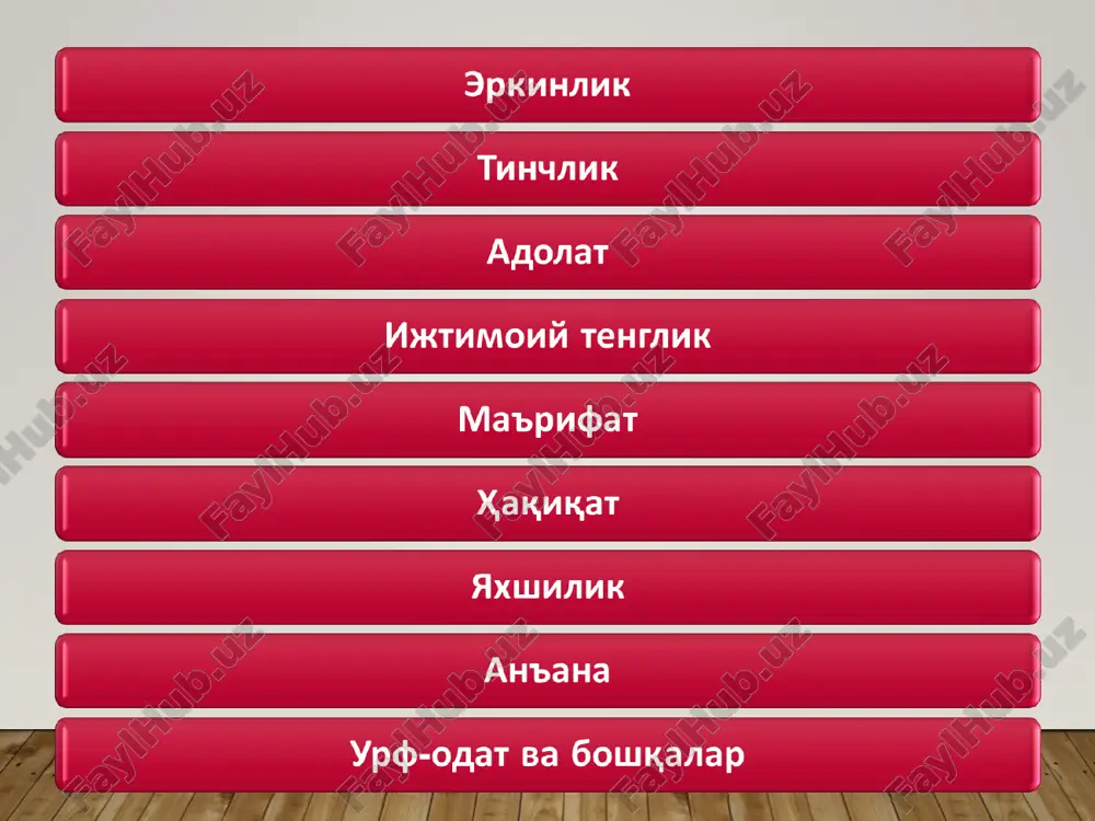 rangi kostyumning rangidan to'qroq bo'lishi kerak. to'q ko'k, to'q malla va qora rangdagilar barcha rangdagi kostyumlar bilan mos tushadi; kamar bilan oyoq kiyimining rangi deyarli bir xil bo'lishi lozim. mehmon va mezbon etiketi mehmondorchilik o`zbek xalqiga xos xususiyatlardan biri mehmondo’stlikdir. asosiy maqsad – diydor. yaqin kishining holidan xabar olish, ulug` insonlarni ziyorat qilish maqsadida ularning uyiga borish ham mehmondorchilikning ko`rinishlaridan biridir. “mehmonnoma”dan… “uyiga mehmon kelmay qolsa, odamlardan o`pkalay bermay, har kim o`ziga, o`z odob-axloqiga nazar tashlamog`i joiz” “mezbonning ko`pchilikka malol keladigan odati bo`lsa, bundaylardan ham nehmon yuz o`giradi” “mehmonni malol ko`radigan odam o`zi ham mehmon bo`lganda malol kelishini o`ylashi kerak” “qobusnoma”dan mehmondorchilikdagi illatlar quyidagilarda namoyon bo`ladi: mehmonga ta’na qilish, dastuxondagi ne’matlar va taomlarni maqtayverish; mehmondan avval mast bo`lib qolish; huda-behuda kulaverish; ochko`zlik qilib, oldidagi narsalarni yeb tugatish; mehmonlar oldida oila a’zolariga tanbeh berish, ularni so`kish, haqoratlash; mehmondorchilik etiketi mehmonga borishda vaqt oldindan kelishib olinadi; mehmonga ertalab va kechqurun borilmaydi. eng …