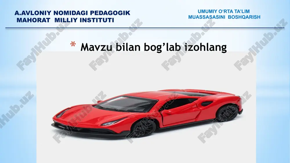 zonlarni tushuntirib bermaydi. oy oxirida summativ baholash o‘tkaziladi, ammo natijalar o‘quvchilar kutganidek chiqmaydi. ko‘pchilik o‘quvchilar past ball oladi va bunga norozi bo‘ladi. muammo o‘quvchilarga baholash mezonlari oldindan ochiq-oydin tushuntirilmagan. formativ baholash rasmiy qayd etilmagan, faqat og‘zaki rag‘batlantirish bilan cheklangan. o‘quvchilar summativ baholashda nima asosida baholanayotgani haqida aniq tasavvurga ega bo‘lmagan. oraliq tahlil va fikr-mulohaza (feedback) yo‘qligi sababli o‘quvchilar o‘z kamchiliklarini bilmagan. bu vaziyatdan chiqish yo‘llari: baholash mezonlarini dars boshida tushuntirish va yozma shaklda taqdim etish. formativ baholashni hujjatlashtirish (yoki elektron platformaga kiritish) va muntazam ravishda fikr bildirish (feedback) berish. o‘quvchilarga o‘z-o‘zini baholash va juftlikda baholash imkonini yaratish. summativ baholashdan oldin tayyorlov mashqlari yoki oraliq testlar tashkil etish. muammoli vaziyat muammoli vaziyat tahlili 1 muammo sabab kutilayotgan oqibat ta’sir etuvchi omil taklif etilayotgan yechim 2 3 4 5 reglament: 2-daqiqa umumiy o‘rta ta’limni boshqarish tizimlari 1 2 3 4 5 maktabgacha va maktab ta’limi vazirligi pedagogik kengashning maqsadi umumta’lim muassasasida davlatning …