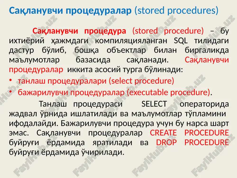 saqlanuvchi protseduralar (stored procedures) - Page 4