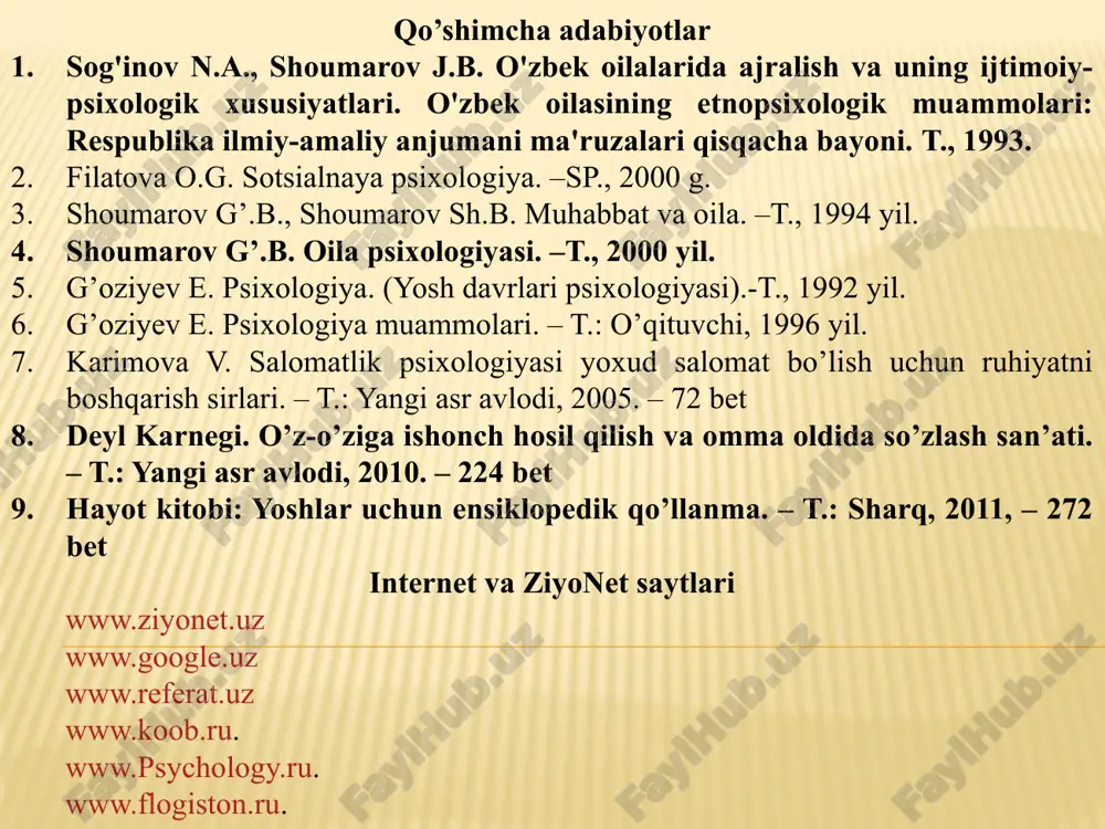 da bo‘lishlarini o‘rganuvchi fandir». 13 shuning uchun ham galina andreeva sotsial psixologiyaning mavzu bahsi haqidagi hozirgi zamon qarashlarini umumlashtirib, bu o’rinda uch xil yondashish mavjudligini e’tirof etadi. 1924-2014 galína mixáylovna andréeva 14 15 birinchisi, sotsiologik yondashish bo’lib, uning tarafdorlarining fikricha, sotsial psixologiya asosan ommaviy psixologik jarayonlarni xalqlar psixologiyasi, ommaviy marosimlar, udumlar, rasm-rusmlar, modaning inson ongiga singishi, sotsial xulq-atvorda namoyon bo’lishini o’rganishi kerak (yu.a.sherkovin, g.p.predvechniy, r.pento, m.gravittsa va boshqalar). ikkinchi psixologik yondashuv tarafdorlari asosan psixologlar bo’lib, ular asosiy diqqatni shaxsning sotsial psixologik xislatlariga, uning turli guruhlarda tutgan o’rni, mavqei, sotsial ustanovkalar va hokazolarga qaratmoq lozim, deb hisoblaydilar (a.v.petrovskiy, b.f.parigin, a.g.asmolov, u.mak-dugall va boshqalar). shu bilan birgalikda, hozirda ham sotsiologik, ham psixologik qarashlarni birgalikda mujassamlashtirayotgan olimlar ham borki, ular ham ommaviy jarayonlarni, ham shaxsning shu jarayonlardagi xulq-atvorlari motivlarini o’rganishni yoqlab, tadqiqotlar o’tkazmoqdalar. masalan, v.myasishev o’zining 1960-yilda chop ettirgan "shaxs va nevrozlar" kitobida, sotsial psixologiya shaxslararo o’zaro ta’sir jarayonida shaxsda paydo bo’ladigan ruhiy …