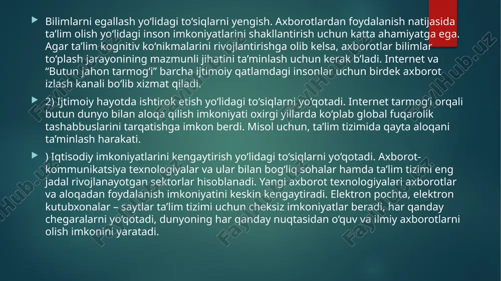 eja: 1. shaxsiy kompyuterning haqida tushuncha. 2. shaxsiy kompyuterning asosiy qurilmalari 3. shaxsiy kompyuterning qo'shimcha qurilmalari www.arxiv.uz birinchi shaxsiy kompyuter 1973 yilda fransiyada nruohg trohg ti tomonidan yaratilgan. dastlab yaratilgan maskur shaxsiy kompyuter elektron o'yinchoq sifatida qabul qilindi. bu kompyuter 1977 yilda amerikalik stiv jobs boshchiligidagi "apple computer" firmasi tomonidan mukammallashtirilib, dasturlarning katta majmuini tatbiq etib, ommaviy ravishda chiqarila boshladi. shundan beri kompyuter hayotimizga mustaxkam joylashib, axborotni qayta ishlashning eng zamonaviy vositasiga aylandi. kompyuter, deganda turli hajmdagi, har xil ko'rinishdagi axborotlarni tezlik bilan ishlab berishni ta`minlovchi universal avtomatik qurilmani tushunish mumkin. hozirda hilma-hil zamonaviy kompyuterlar insonga holis hizmat qilmoqda. ularning tashqi ko'rinishi ham turlicha. lekin ularni tashkil etuvchi qurilmalar, (ya`ni apparatli ta`minoti) bilan yaqindan tanishsak, turli turkumdagi mashinalardagi qurilmalarda o'xshashlik borligini ko'ramiz. har qanday kompyuter apparatli ta`minoti, asosiy va qo'shimcha qurilmalardan tashkil topgan. asosiy qurilmalar kompyuter ishlashini ta`minlasa, qo'shimcha qurilmalar kompyuter bilan ishlash imkoniyatini kengaytiradi. asosiy qurilmalarga sistema bloki, monitor …