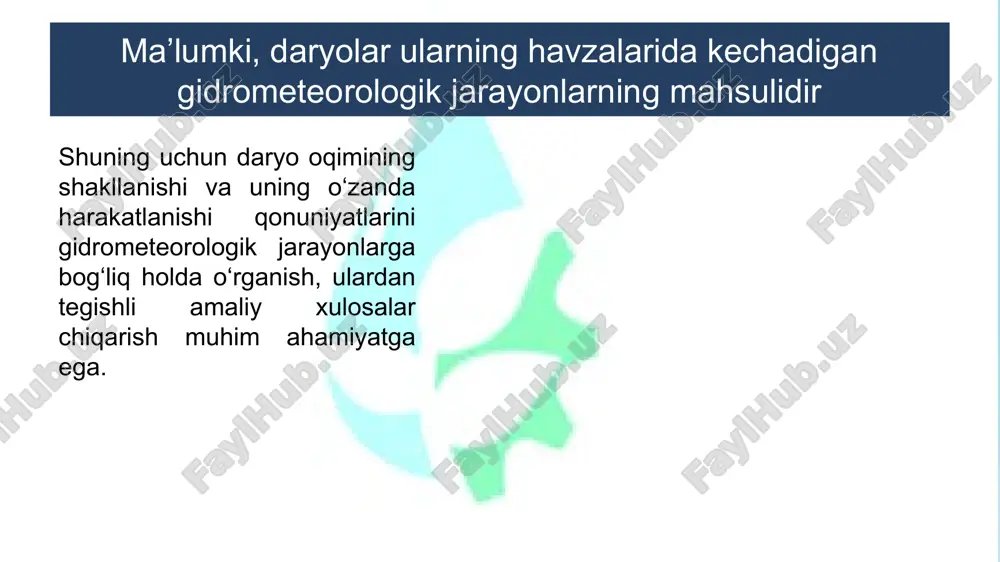 niversitet», toshkent, 2003,326 bet. 4.karimov s.k., akbarov a.a., jonqobilov u. gidrologiyia, gidrometriyia va oqim hajmini rostlash.darslik. – t.: o‘qituvchi, 2004.-230 b. 5.akbarov a.a., nazaraliev d.v., xikmatov f.x. «gidrometriya» fanidan o‘quv qo‘llanma,timi,toshkent, 2008y.154 bet. 6.melnikova t.n. praktikum po gidrologii, uchebnik. maykop – 2012 g. 153 b. 7.a.v.savkin, s.v.fedorov. gidrologiya. o‘quv qo‘llanma. – sankt-peterburg.:2010.-102b. https://moodle.tiiame.uz/course/view.php?id=705 gidrologiya va gidrogeologiya kafedrasi dotsenti nazaraliyev dilshod validjanovich e'tiboringiz uchun rahmat!  + 998 71 237 0971  dnazaraliyev@yandex.com nazaraliyev dilshod 39 image1.png image2.png image3.png image4.png image5.png image6.jpeg image7.png image8.png image9.png image10.png image11.png image12.jpeg image13.jpeg image14.jpeg image15.png image16.jpeg image17.jpeg image18.jpeg image19.png image20.png image21.png image22.png image23.png image24.png image25.png image26.png image27.png image28.png image29.png image30.png image31.png image32.png image33.png image34.png image35.png image36.png image37.png image38.png image39.png image40.png image41.png image42.png image43.png image44.png /docprops/thumbnail.jpeg