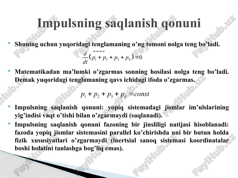 ma’ruza mavzu: maxanikada saqlanish qonunlari - Page 4